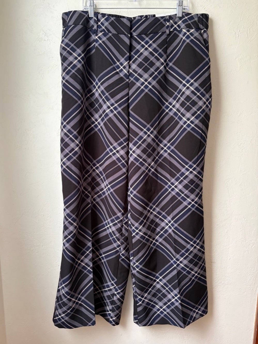 Cato Plaid Wide-Leg Stretch Trousers 20W